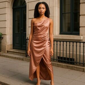 Elegant One-Shoulder Satin Dress